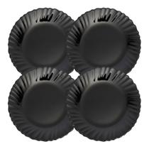 Jogo 4 Prato de Sobremesa de Vidro Preto Opalino Feston Pratinho 19cm Em Casa Tem Jogo 4 Prato de Sobremesa de Vidro Preto Opalino Feston Pratinho 19cm Em Casa Tem