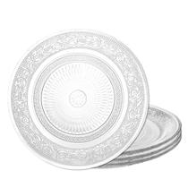 Jogo 4 Prato de Sobremesa de Vidro Transparente Revelo Fino Pratinho 18cm Mesa Posta Haüskraft