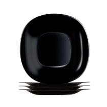 Jogo 4 Prato De Sobremesa Preto Quadrado Square 20cm Vidro Opalino Em Casa Tem Jogo 4 Prato De Sobremesa Preto Quadrado Square 20cm Vidro Opalino Em Casa Tem