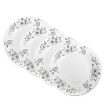 Jogo 4 Prato de Sobremesa Vidro Branco Flores Cinza Flowers Grey 20cm Em Casa Tem Jogo 4 Prato de Sobremesa Vidro Branco Flores Cinza Flowers Grey 20cm Em Casa Tem