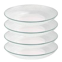 Jogo 4 Prato Fundo De Vidro Gema Plus Transparente 22,5cm Class Home