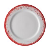 Jogo 4 Prato Raso 26cm Porcelana Schmidt Nevoa Vermelho