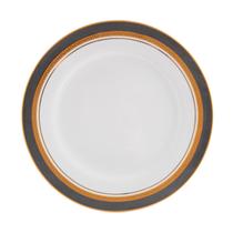 Jogo 4 Prato Raso 27cm Porcelana Schmidt Turmalina Cinza Jogo 4 Prato Raso 27cm Porcelana Schmidt Turmalina Cinza