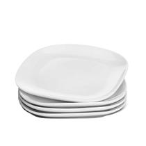 Jogo 4 Prato Raso Branco Quadrado Square 25,5cm Vidro Opalino Jantar Em Casa Tem
