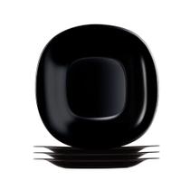Jogo 4 Prato Raso Preto Quadrado Square 26cm Vidro Opalino Em Casa Tem Jogo 4 Prato Raso Preto Quadrado Square 26cm Vidro Opalino Em Casa Tem