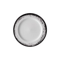 Jogo 4 Prato Sobremesa 19cm Porcelana Schmidt Nevoa Preto Jogo 4 Prato Sobremesa 19cm Porcelana Schmidt Nevoa Preto