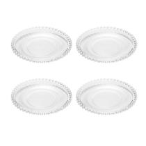 Jogo 4 pratos 19 cm para sobremesa de cristal transparente Pearl Wolff - 2672