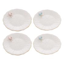 Jogo 4 pratos 20 cm para sobremesa de porcelana Bird Wolff - 18132