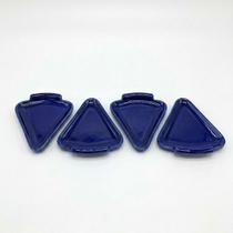 Jogo 4 Pratos de Pizza Cerâmica Formato Fatia Gourmet Premium COR:AZUL