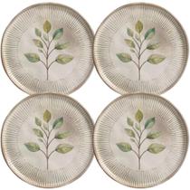 Jogo 4 Pratos de Sobremesa 21,5cm Cerâmica Porto Brasil Bio Evergreen Servir Doces Salgados