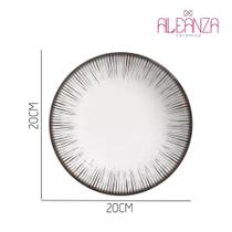 Jogo 4 Pratos de Sobremesa Branco e Preto Coup Haya Alleanza 20cm