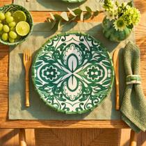 Jogo 4 Pratos de Sobremesa Cerâmica Dolce Mare Verde 20cm Maison Blanche Jogo 4 Pratos de Sobremesa Cerâmica Dolce Mare Verde 20cm Maison Blanche