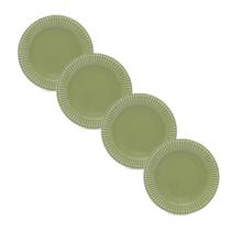 Jogo 4 Pratos de Sobremesa Frisada Verde Scalla 1ª Linha