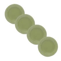 Jogo 4 Pratos de Sobremesa Frisada Verde Scalla 1ª Linha
