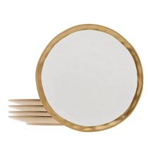 Jogo 4 Pratos de Sobremesa Porcelana Dubai Luxo 21cm Wolff Dourado