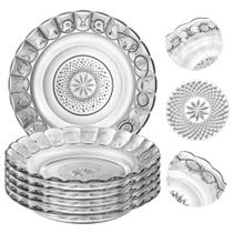 Jogo 4 Pratos De Vidro Temperado Fundos Conjunto de Jantar Transparente Estrela Egípcios