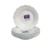 Jogo 4 Pratos Fundo Branco Duralex Opaline Vidro Pétala