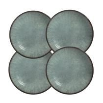 Jogo 4 Pratos Fundo Coup Síria Verde em Cerâmica Alleanza 25cm