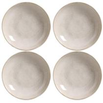 Jogo 4 Pratos Fundos Cerâmica Bio Latte 22cm Off White Porto Brasil Caldos Risotos