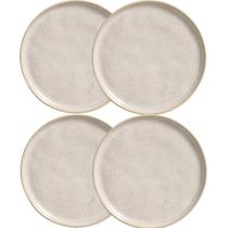 Jogo 4 Pratos para Sobremesa Bio Latte Porto Brasil Cerâmica 21cm Mesa Posta Brownie Mousse