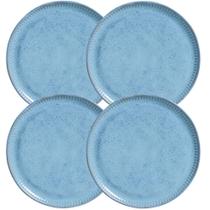 Jogo 4 Pratos para Sobremesa Linhas Breeza Cerâmica 21cm Mesa Posta Porto Brasil
