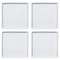 Jogo 4 Pratos Quadrados Rasos em Porcelana 16x16cm Americana Germer Branco Jogo 4 Pratos Quadrados Rasos em Porcelana 16x16cm Americana Germer Branco