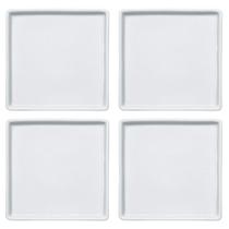 Jogo 4 Pratos Quadrados Rasos em Porcelana 16x16cm Americana Germer Branco Jogo 4 Pratos Quadrados Rasos em Porcelana 16x16cm Americana Germer Branco