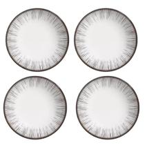 Jogo 4 Pratos Raso em Cerâmica Branco e Preto Coup Haya Alleanza 29cm