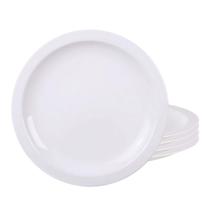 Jogo 4 Pratos Raso Tramontina 25,4cm Porcelana Branco Restaurante Buffet Hotel Bar Refeição