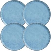 Jogo 4 Pratos Rasos Linhas Breeze 27,5cm Cerâmica Azul Porto Brasil Mesa Posta Jantar