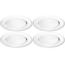 Jogo 4 Pratos Rasos Pearl Cristal 28cm Mesa Posta Wolff Tran