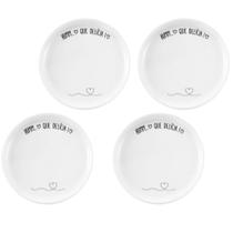 Jogo 4 Pratos Sobremesa 15CM Porcelana Mesa Posta