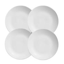 Jogo 4 Pratos Sobremesa Cerâmica Coup Branco Liso Alleanza 21cm