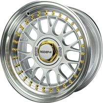 Jogo 4 Rodas Aro 15x8 Rodera Sport RS 4x100/108 Prata c/Dourado