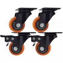 Jogo 4 Rodas giratória Rodizio Grande Rodinhas para Moveis Pesados 2 C/ trava Freio 2 S/ trava 120KG