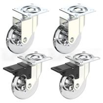 Jogo 4 Rodinhas 75mm Gel Base Giratória(2 Com Freio + 2 Sem)