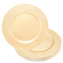 Jogo 4 Sousplat de Mesa Redondo Primer Dourado Plástico Lyor 33cm