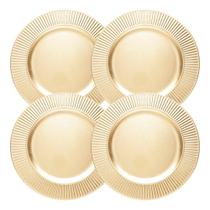Jogo 4 Sousplat De Mesa Redondo Primer Dourado Plástico Lyor 33cm Jogo 4 Sousplat De Mesa Redondo Primer Dourado Plástico Lyor 33cm