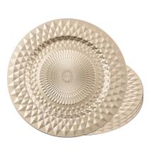 Jogo 4 Sousplat Redondo de Plástico para Mesa Dourado Wolff Roman 33cm