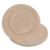 Jogo 4 Sousplat Redondo de Plástico Wolff com Textura de Rattan Bronze 33cm Jogo 4 Sousplat Redondo de Plástico Wolff com Textura de Rattan Bronze 33cm