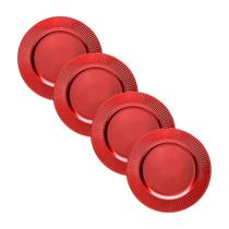 Jogo 4 Sousplat Redondo Primer Plástico Vermelho 33cm Lyor Jogo 4 Sousplat Redondo Primer Plástico Vermelho 33cm Lyor