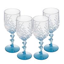 Jogo 4 Taça de Acrílico para Água Coral Transparente Azul Wolff 450ml Jogo 4 Taça de Acrílico para Água Coral Transparente Azul Wolff 450ml