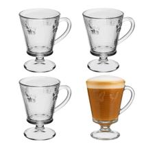 Jogo 4 Taça De Vidro Para Cappuccino Lines Butterfly Borboleta Wolff 240ml