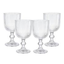 Jogo 4 Taça de Vidro Transparente Canelada 380ml Em Casa Tem