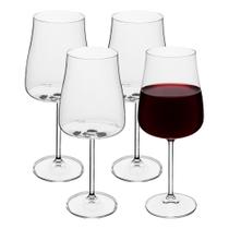 Jogo 4 Taça de Vinho Tinto Cristal Ecológico Titânio Transparente Alex 600ml Wolff