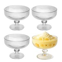 Jogo 4 Taça para Sobremesa de Cristal Lines Canelada Wolff 300ml Jogo 4 Taça para Sobremesa de Cristal Lines Canelada Wolff 300ml