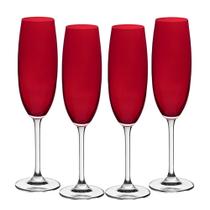 Jogo 4 Taças Cristal Vermelho Carmim Champagne 220ml Bohemia