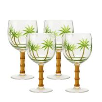Jogo 4 Taças de Acrílico Palm Tree Coqueiro Tropical com Bambo Wolff 500ml Jogo 4 Taças de Acrílico Palm Tree Coqueiro Tropical com Bambo Wolff 500ml