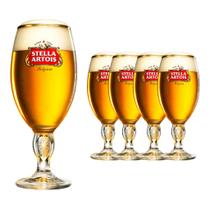 Jogo 4 Taças De Cerveja Stella Artois 250ml Ambev Copo Borda Dourada Cálice