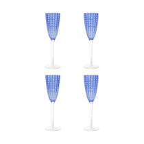 Jogo 4 Taças de Champanhe Espumante de Vidro Orquídea Azul 200ml Wolff Jogo 4 Taças de Champanhe Espumante de Vidro Orquídea Azul 200ml Wolff